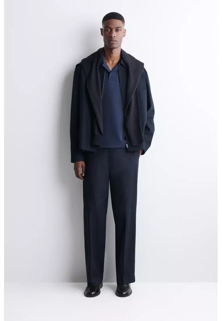 JERSEY-BONDED COTTON-TWILL POLO SHIRT
