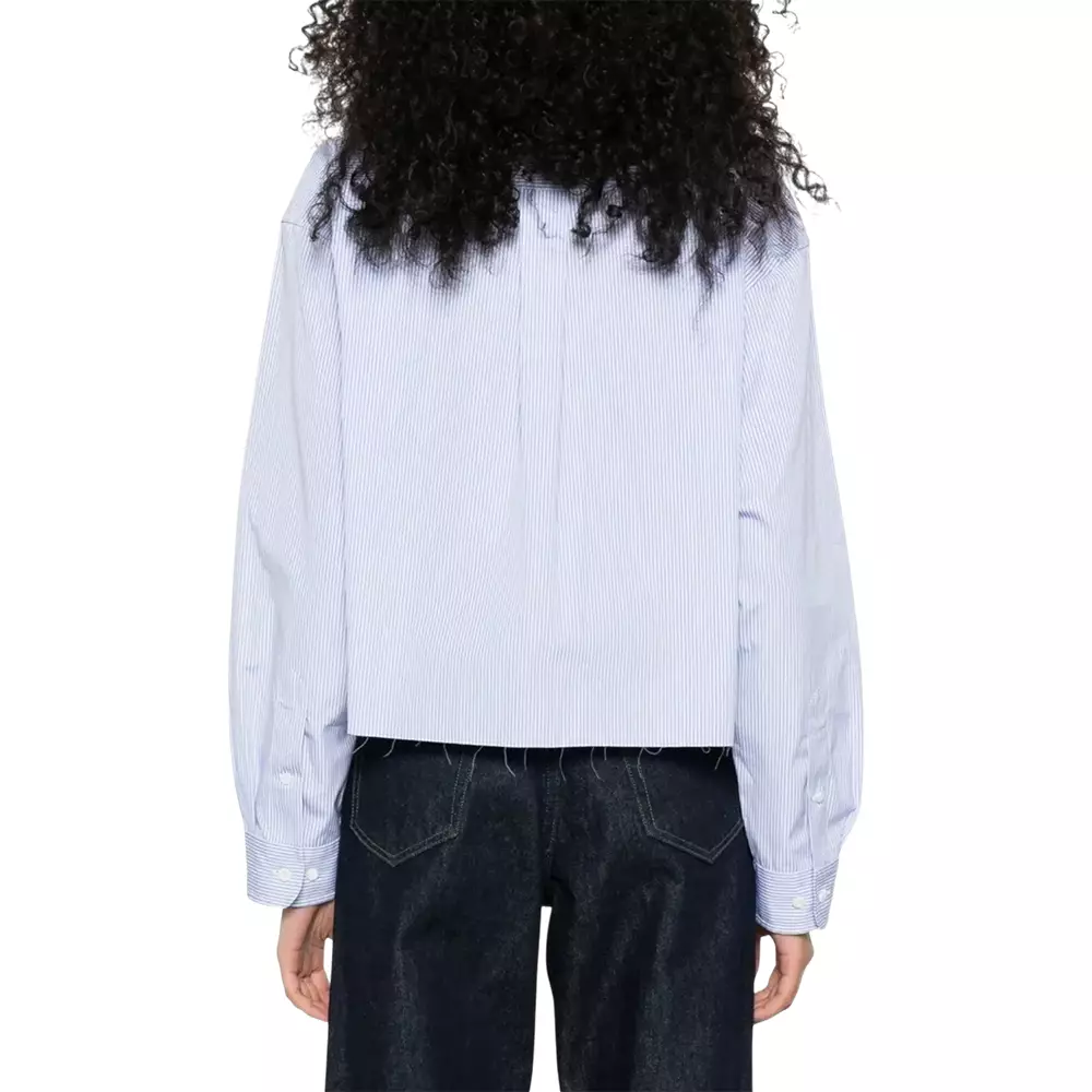 Striped Logo Embroidered Shirt Blue