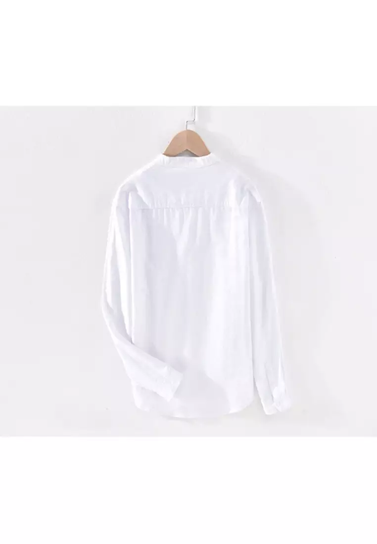 Literary And Simple Round Neck Cotton Linen Shirt WM603