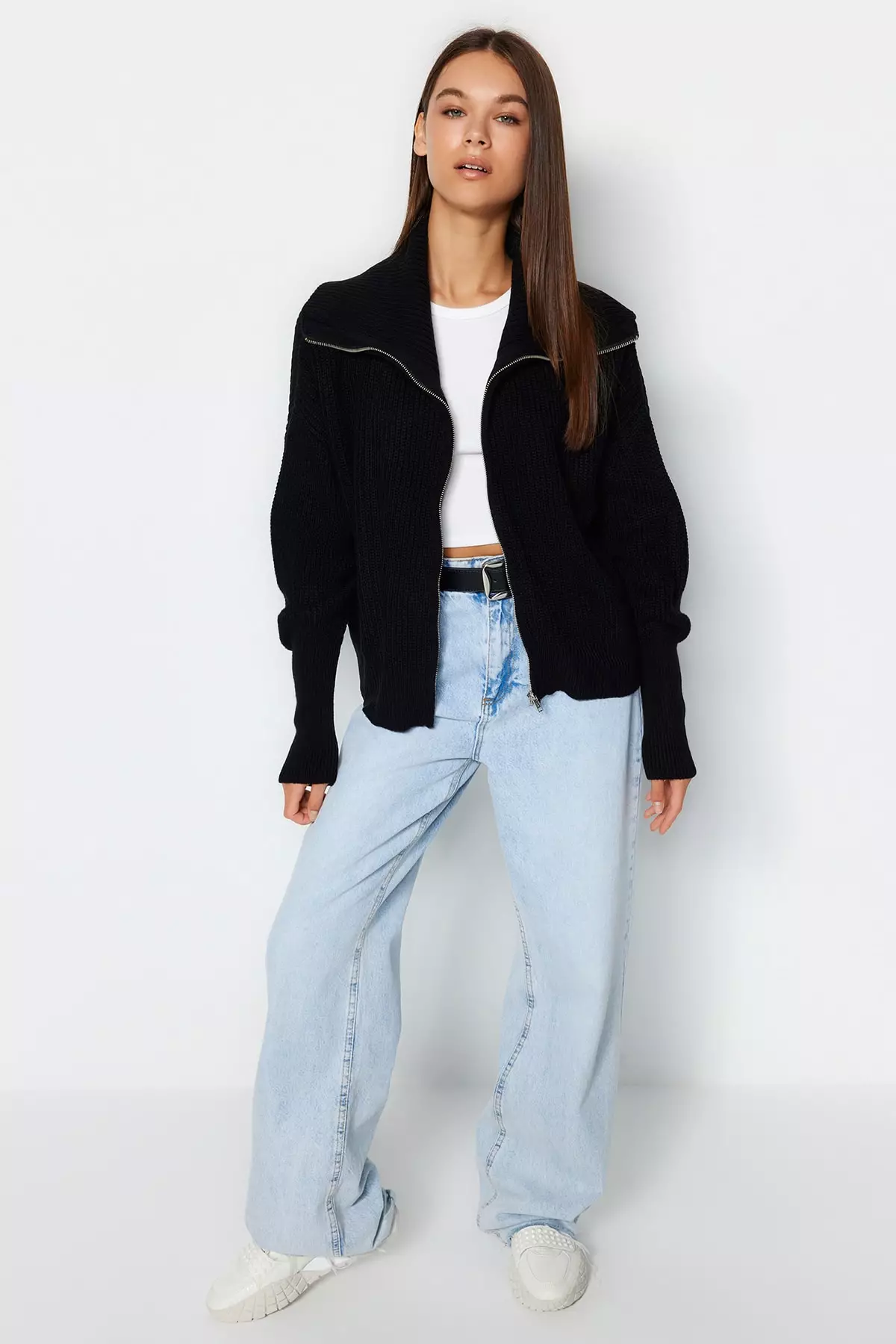 Zip Neck Knit Sweater
