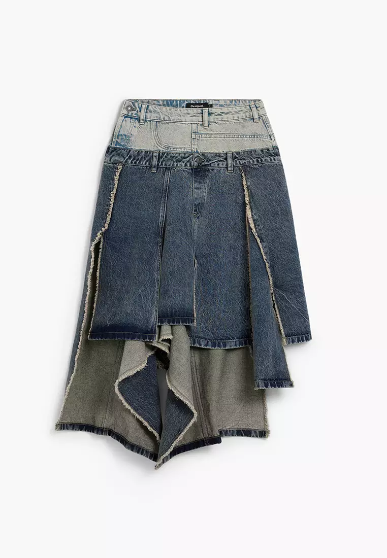 Long skirt with double waistband