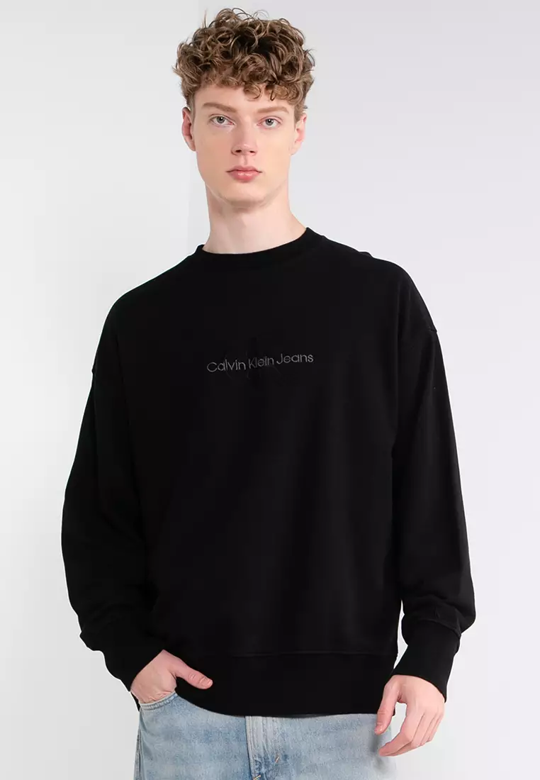 Calvin Klein Jeans GALAXY BOYFRIEND CREWNECK - Sweatshirt - black -  Zalando.de