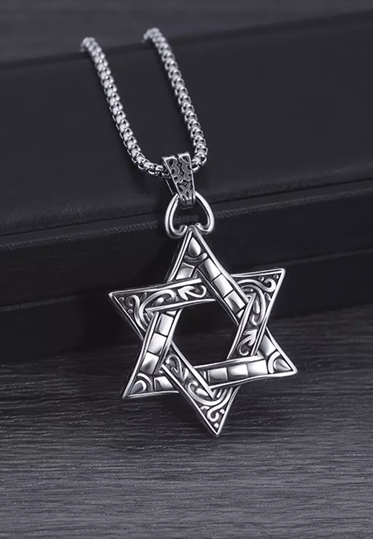 型男六芒星吊墜項鍊
