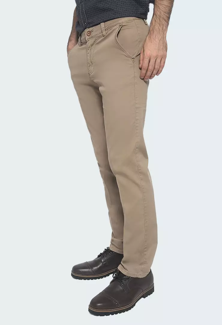Johnwin - Celana Panjang Katun - Warna Khakis - Double Back Pocket - ACT.118.215.413.C