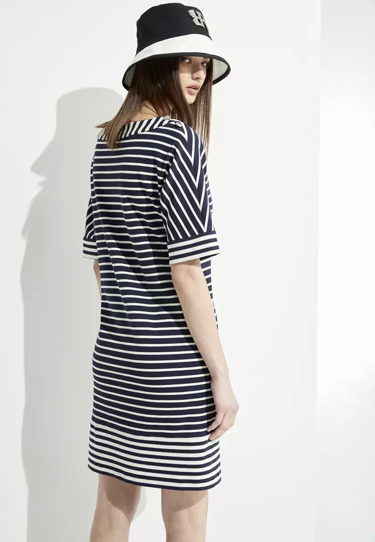 Short Sleeve Navy Stripe Dress