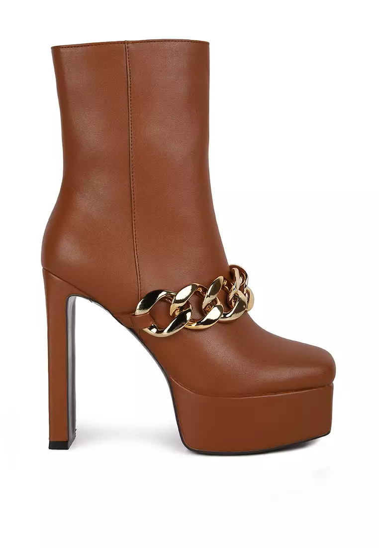 Discount on London Rag  shoes - SKU: Tan High Platform Ankle Boots
