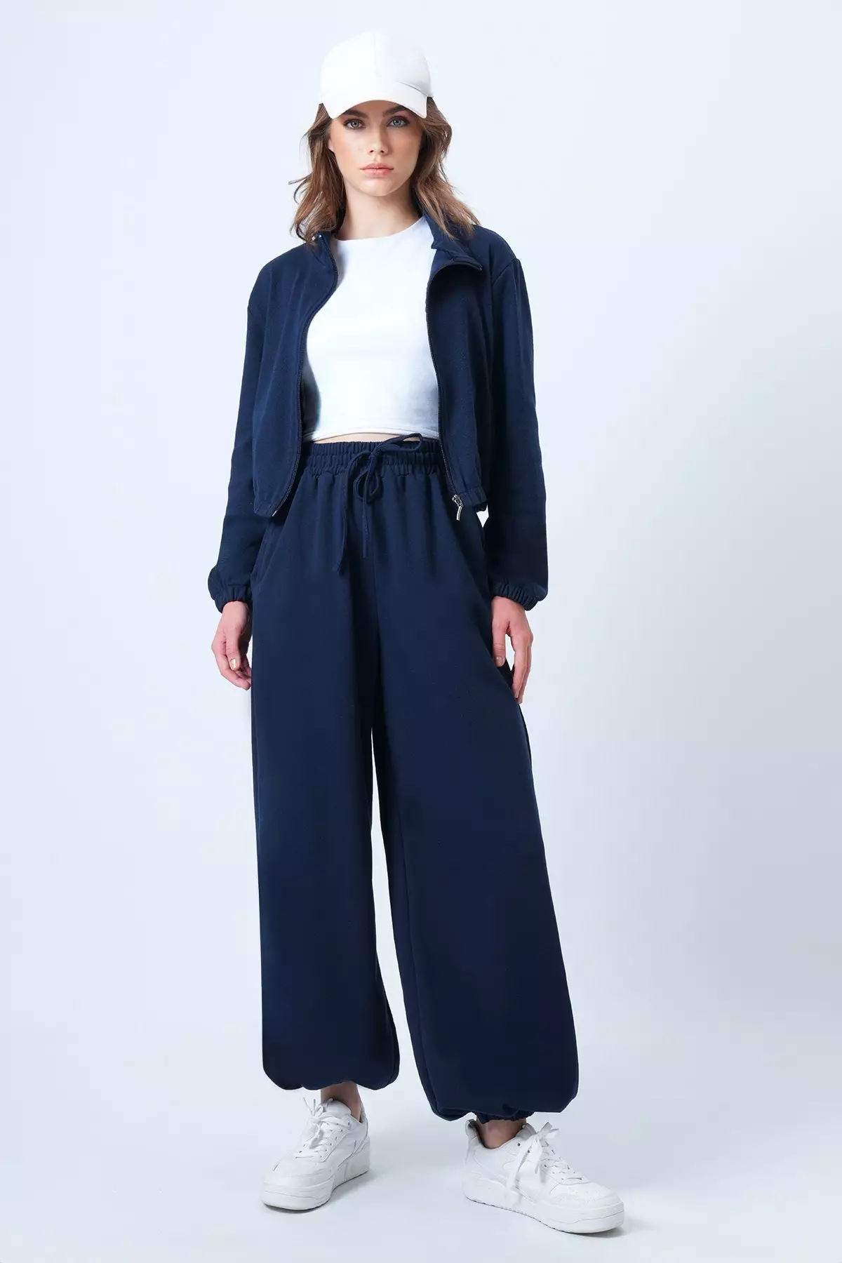 Navy Blue Oversize Jogger Sweatpants Alc-X14610