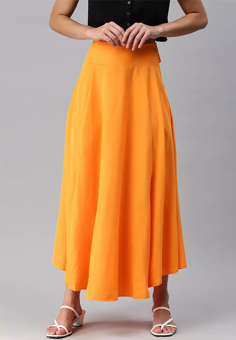 London Rag Orange Bow Detail Slit Long Skirt 2024