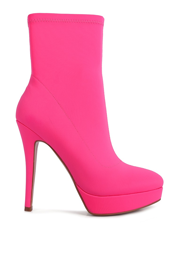 Fuchsia High Heeled Lycra Ankle Boot
