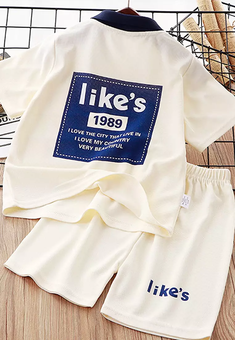 Wakakids Setelan Baju Anak Kerah Oblong Lengan Pendek Kaos Polo Set Celana Harian Rib Cotton Likes 4433 Venrz Lime