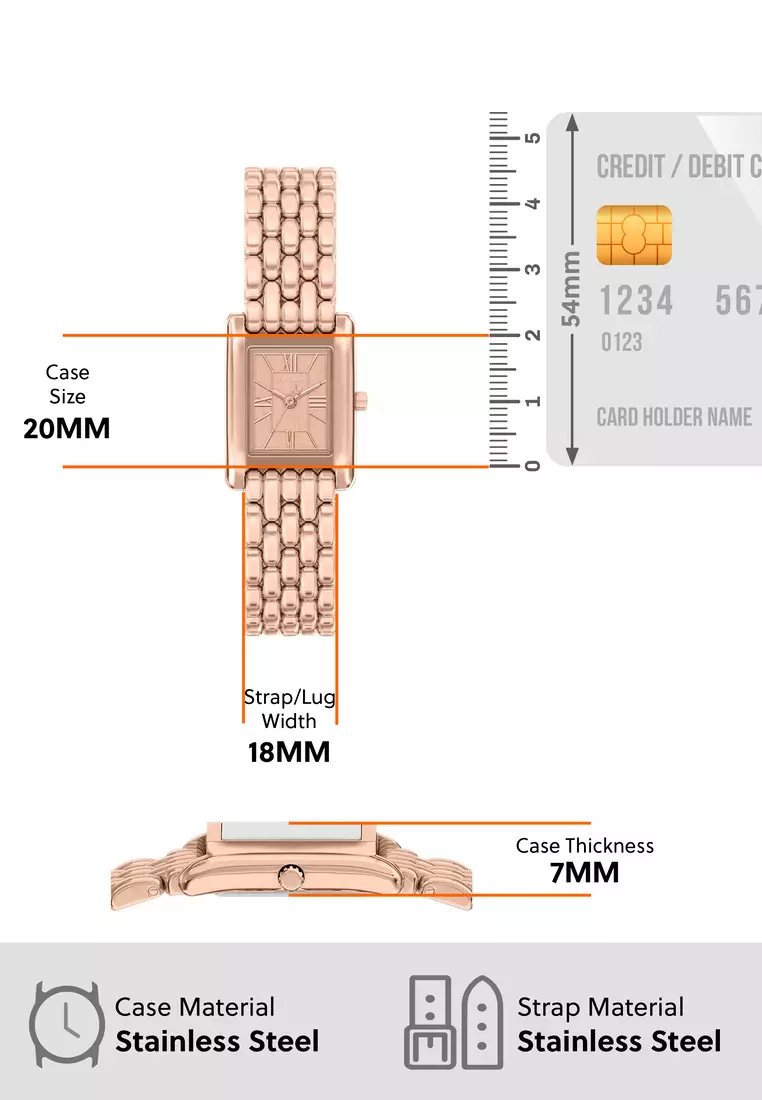 Michael Kors Women's Essex Analog Watch ( MK4998 ) - Quartz, Rose Gold Case, Rectangular Dial, 18 MM Rose Gold Stainless Steel Band