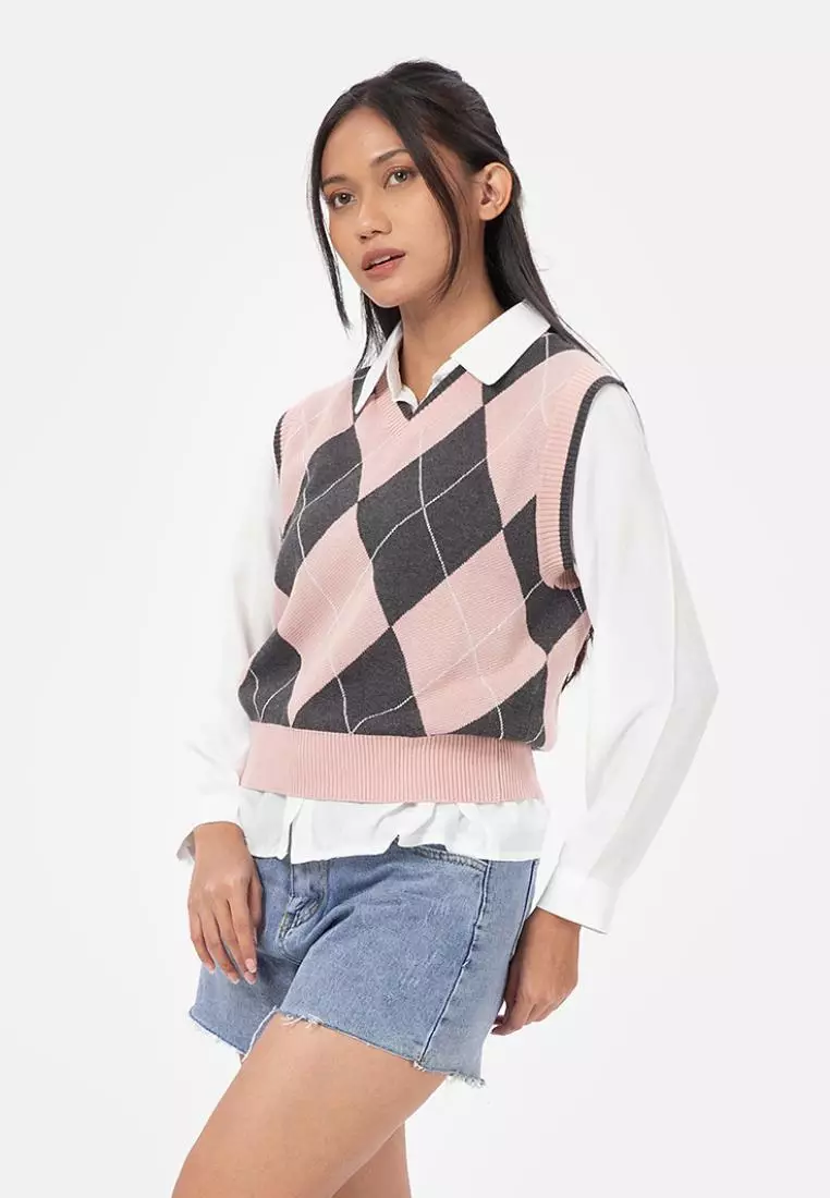 Grace Vest Knit in Pink