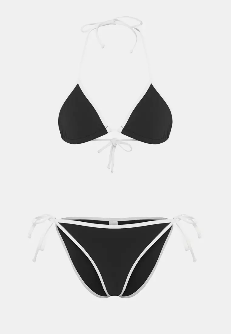 Black Triangle Regular Waist Bikini Set TBESS25BT00187