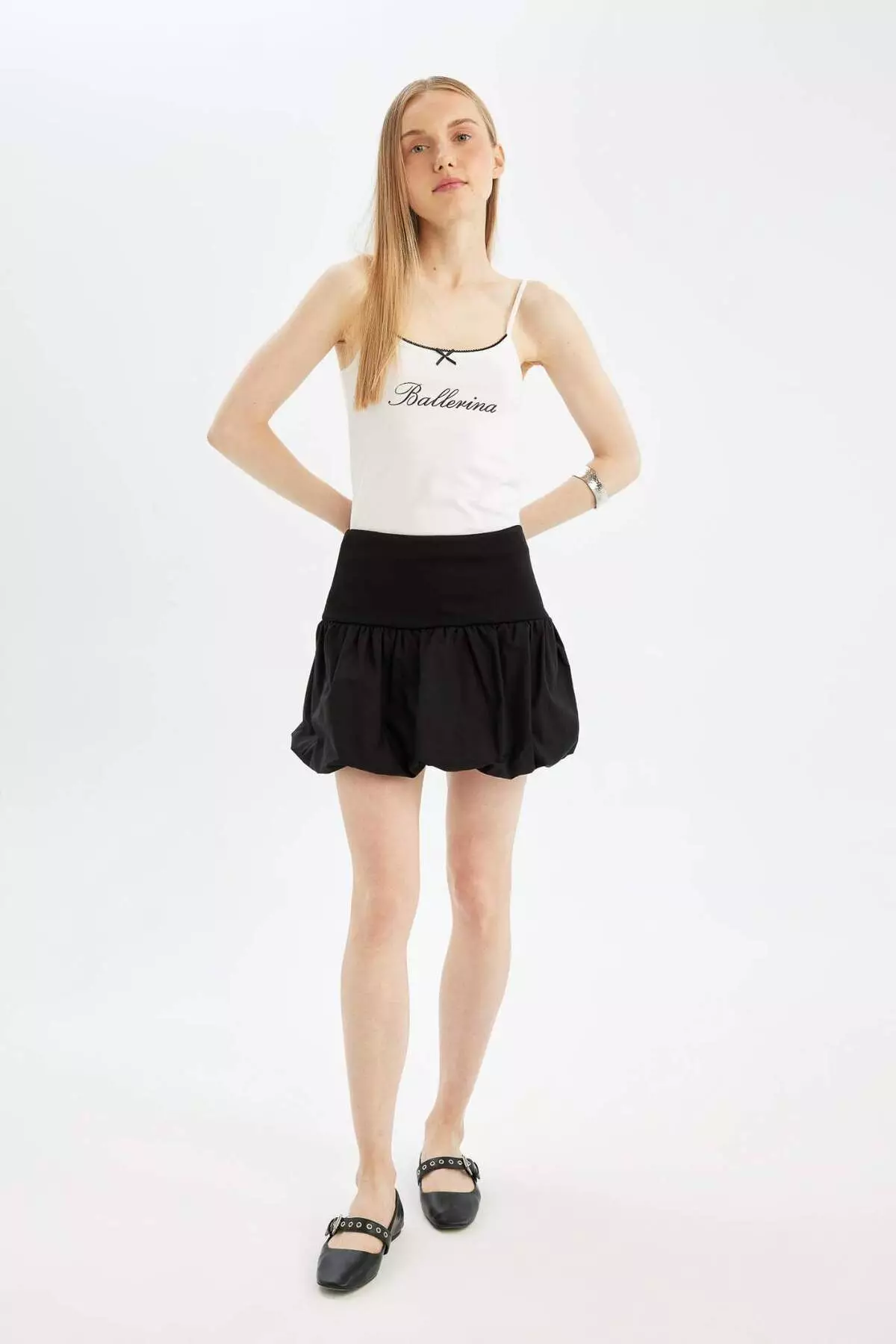 High Waist and Cotton Lined Cool Balloon Fit Mini Skirt - D1329AX24SM