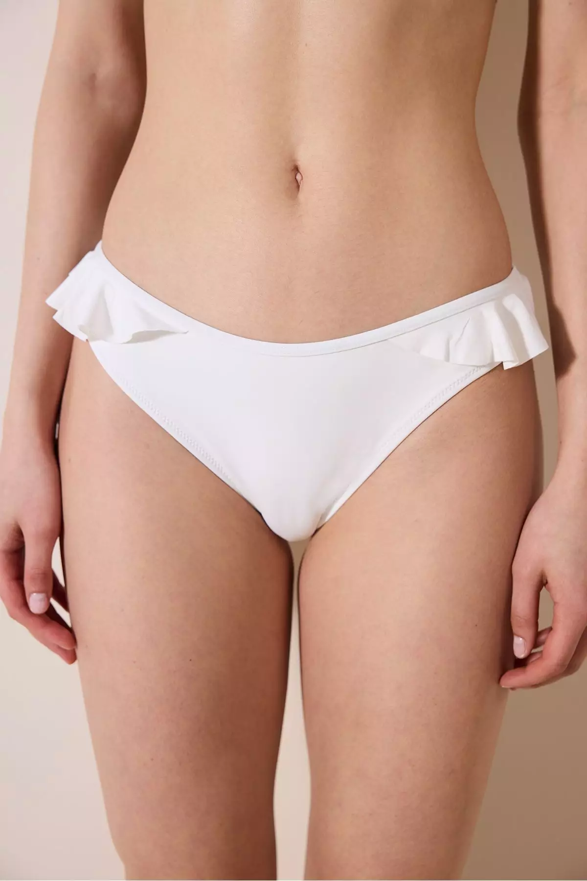 Ori Ruffled White Bikini Bottom
