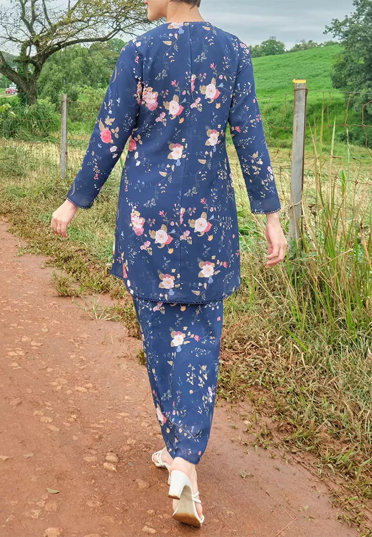 Duyong Blouse & Skirt - Navy Garden