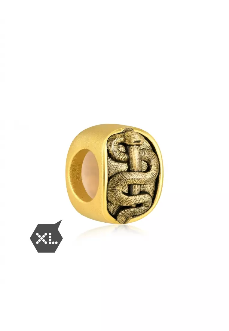 999 24K Solid Gold Noir Rod of Asclepius Charm 92007C (Bracelet not included)