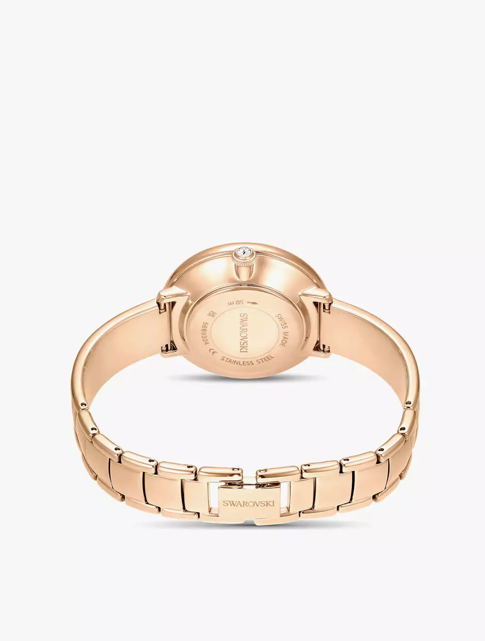 Crystalline Bangle Watch, Swiss Made, Metal Bracelet, Green, Rose Gold-Tone Finish - Green