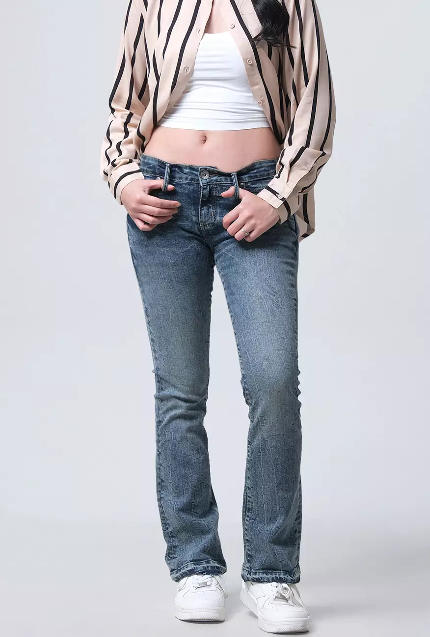 Celana Jeans Wanita Bootcut K3 Medium Blue