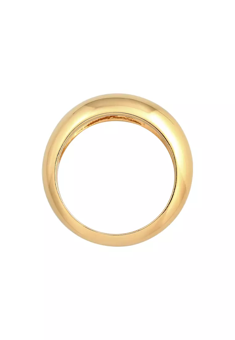Cincin Perhiasan Perak 925 Wanita Chunky Basic Gold Plated