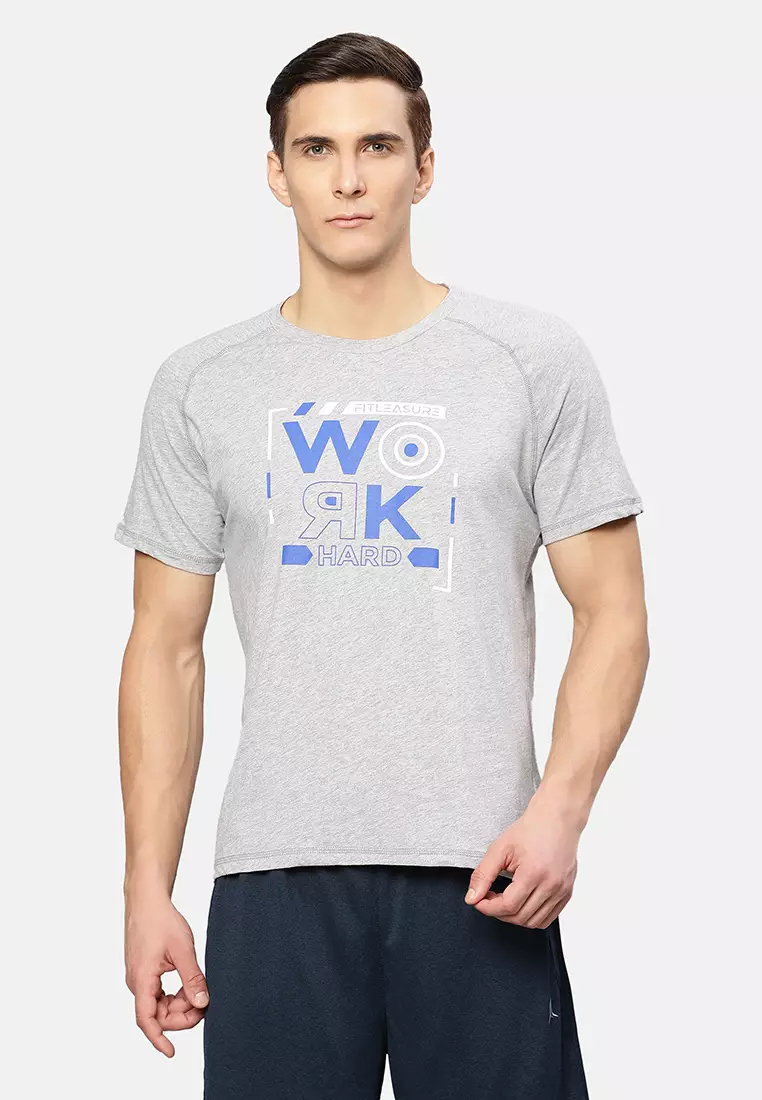 Men's Grey Workhard Graphic Training Tee