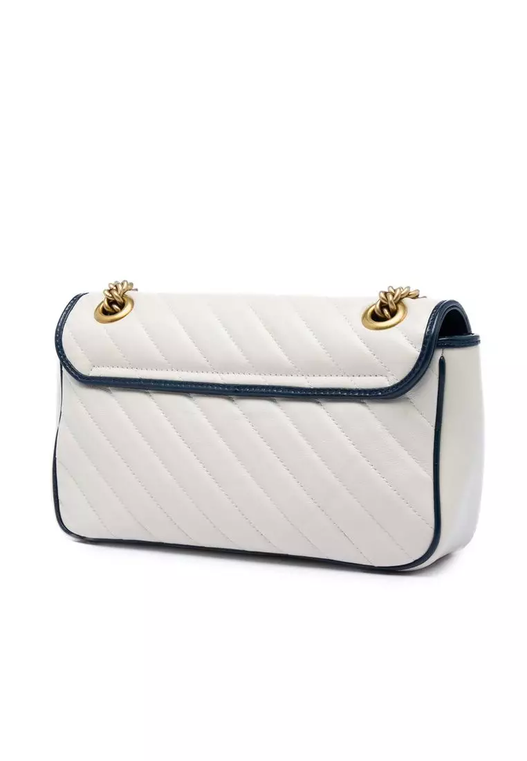 Pre-Loved Gucci Medium Gg Marmont Matelasse Diagonal Calfskin Torchon Shoulder Bag