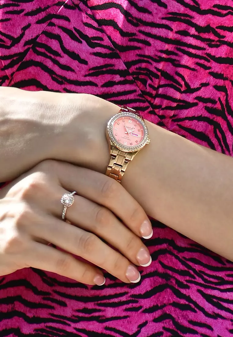 Gold clearance pink watch