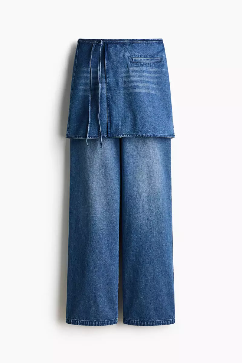 Skirt-layered trousers
