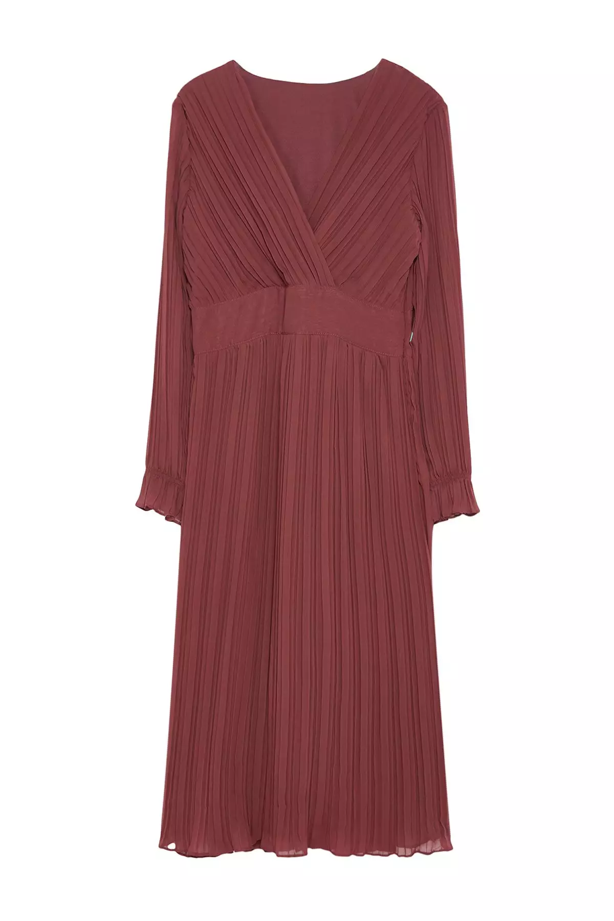 Dusty Rose Belted Plain Maxi Woven Dress TWOAW24EL00478