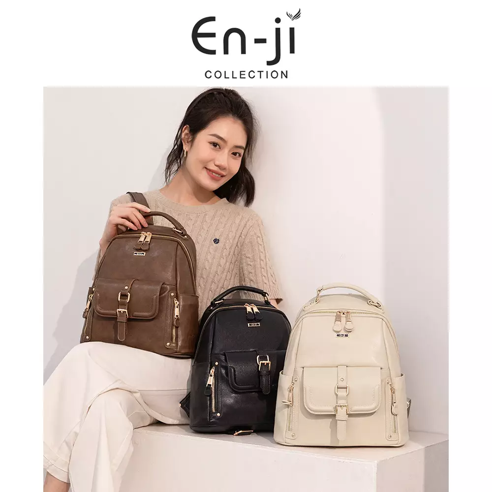 En-ji Yobum Backpack Wanita Warna Nougat