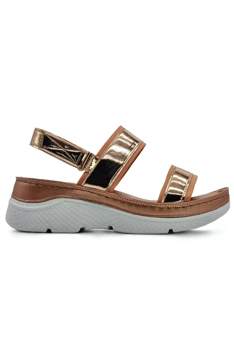 Discount on POLO HILL  shoes - SKU: POLO HILL Ladies Hook & Loop Glossy Strap Sandals