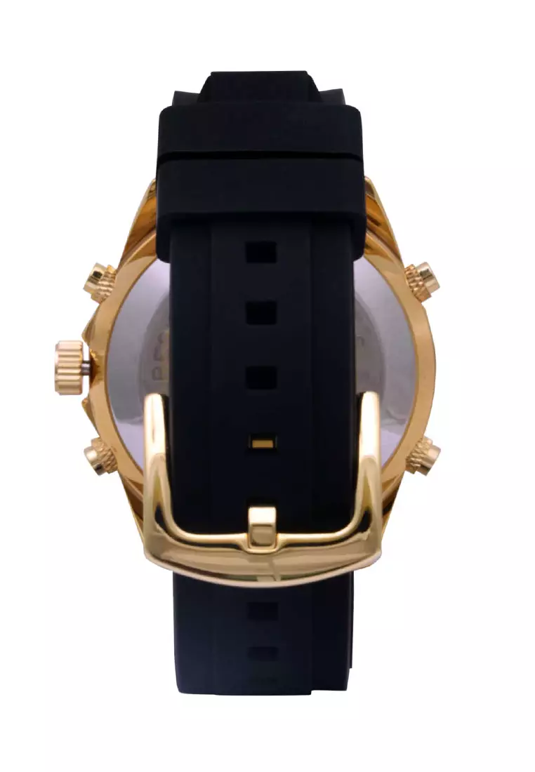 Elvano Jam Tangan Pria - Black Gold - Rubber Strap - 2111MA5-2BK