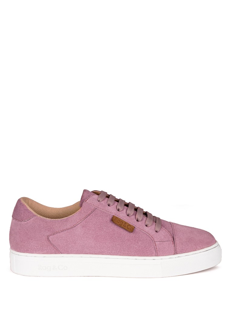 Pink Printed Genuine Leather Handcrafted Sneakers