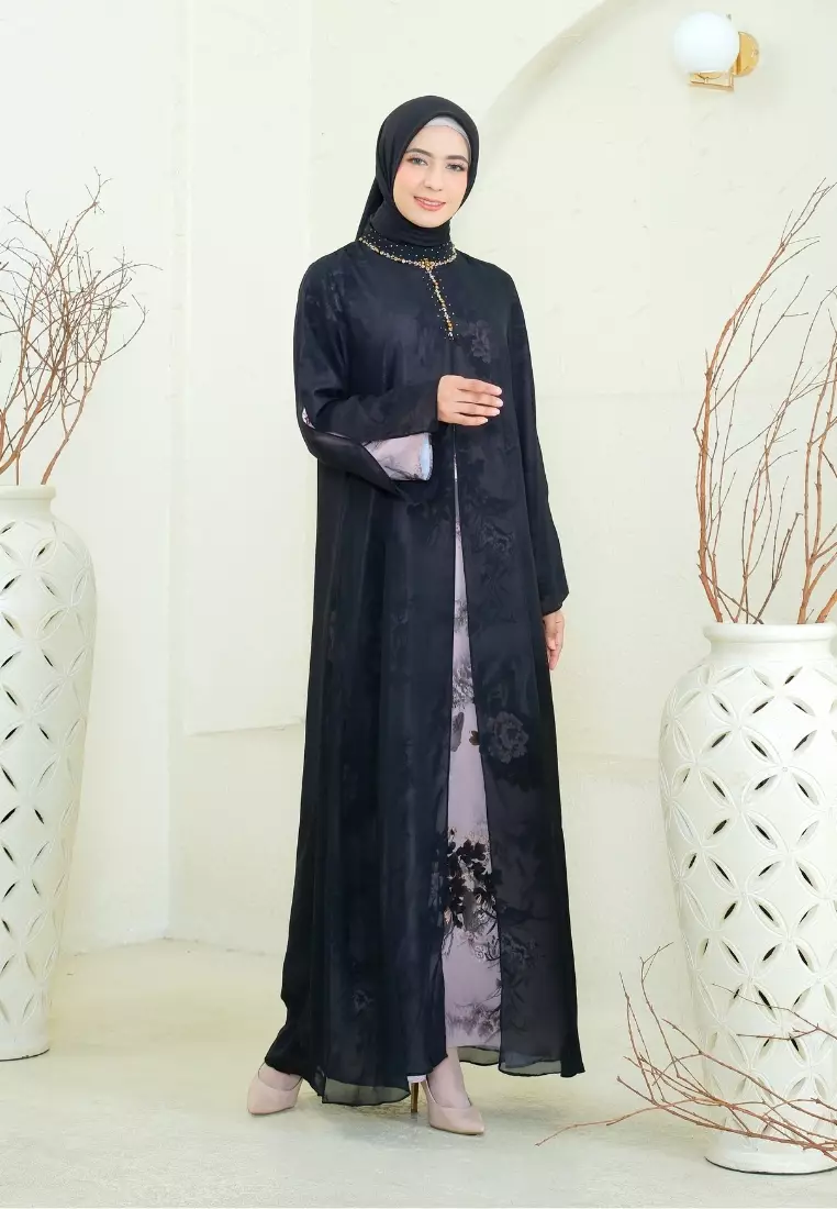 Mosleem Brown Mix Black Floral Payet By Brilliant Girl Warna Coklat kombinasi hitam