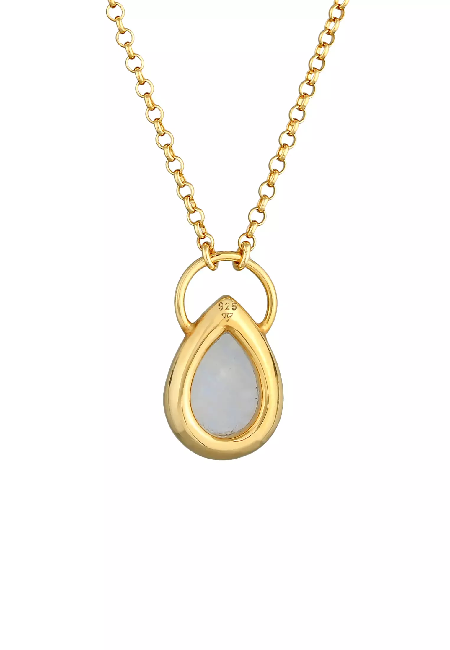 Necklace Drop Pendant Rainbow Elegant Moonstone Gold Plated