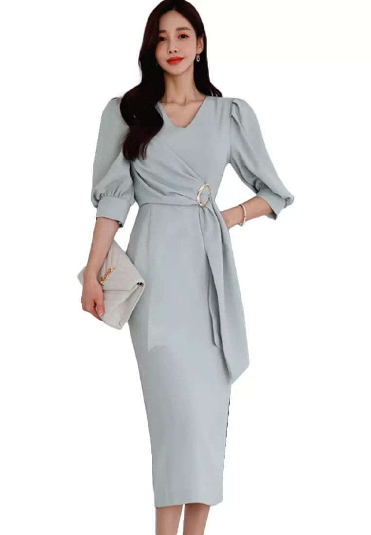 Sunnydaysweety Temperament Slim V-Neck Hip One-Step One-Piece Dress A22050309
