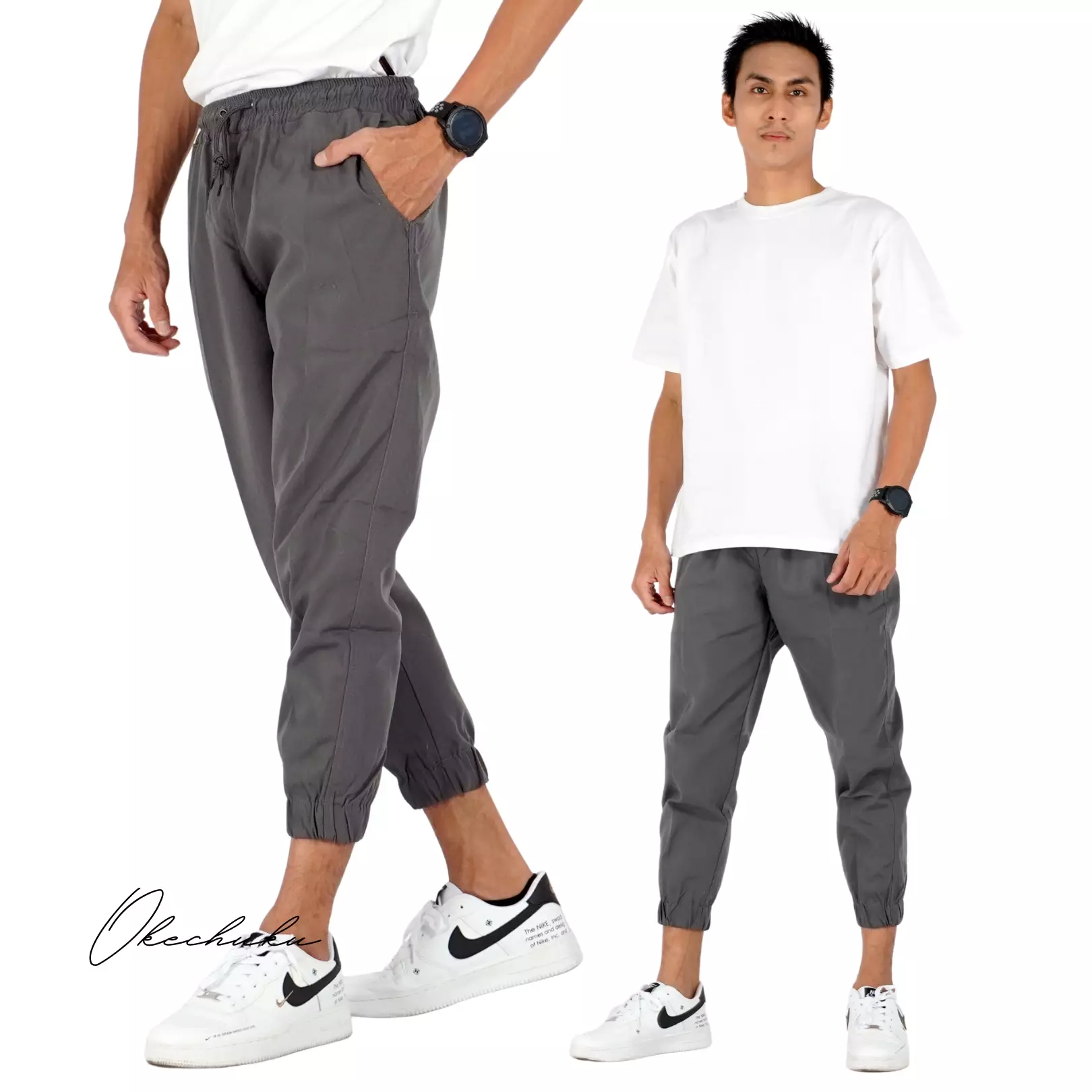 OKECHUKU Ichsan Celana Sirwal Jogger Pangsi 3/4 Slimfit Fashion Casual Pria