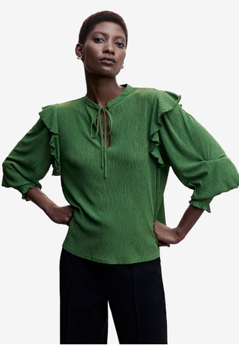Mango Textured Ruffled Blouse 2023 | Buy Mango Online | ZALORA Hong Kong