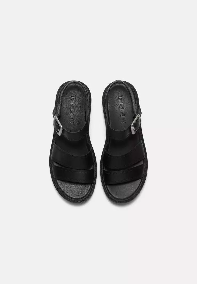 Women’s Stone Street Platform Backstrap Sandal (Black full grain)