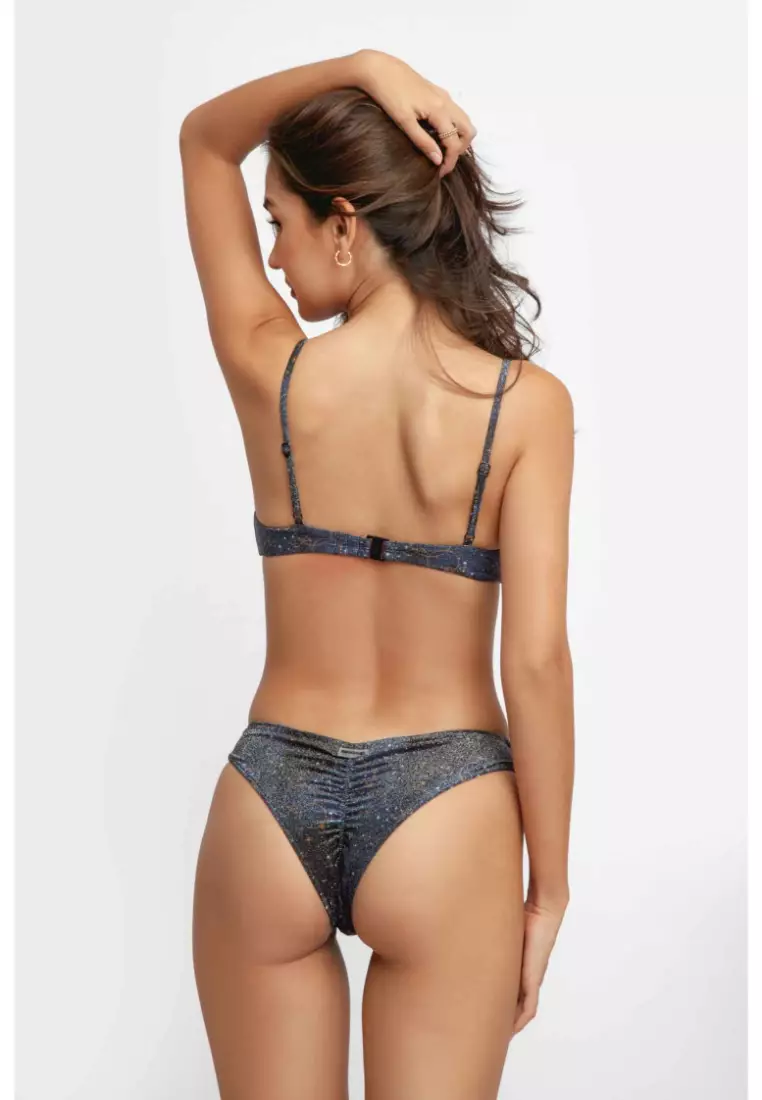 Sophia Ruched Cheeky Bikini Bottoms / Stars Aligned Shimmer