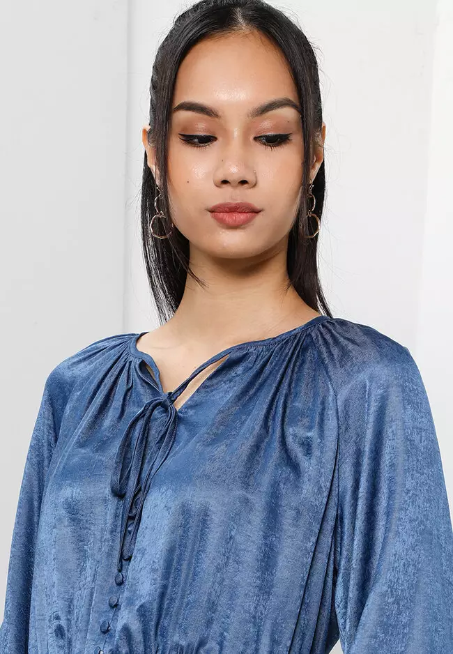 Buy Zalia Recycled Cotton Chambray Peasant Dress Online ZALORA Malaysia