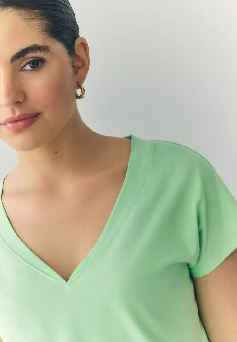 V-Neck Cap Sleeve T-Shirt