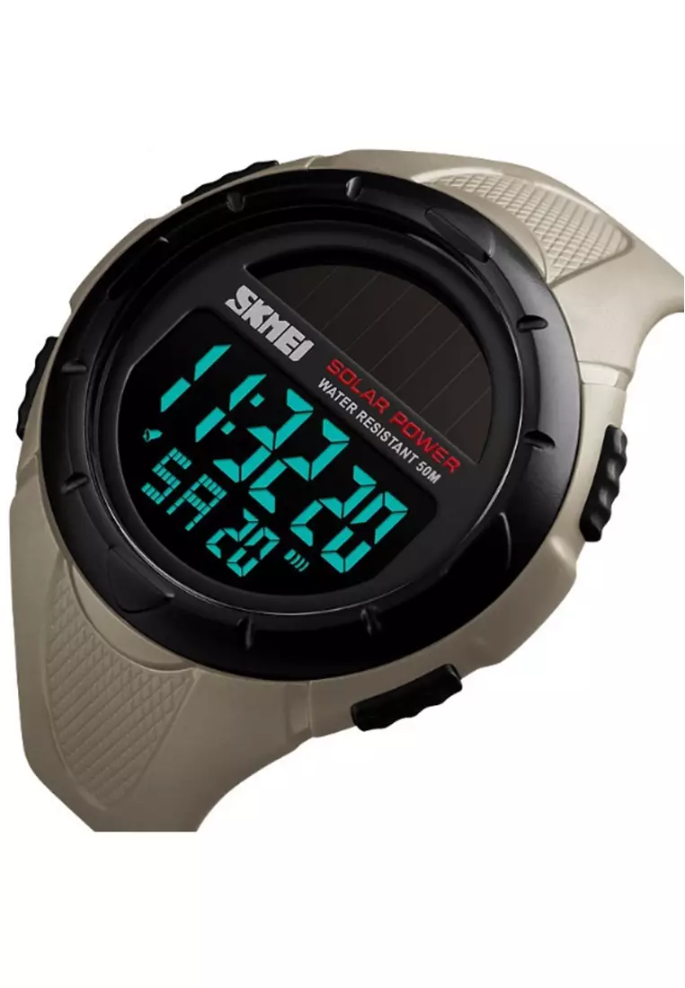Jam Tangan Casual Tenaga Solar Pria Digital Waterproof Many Function Strap Tali Material Silicon JT92 ORIGINAL