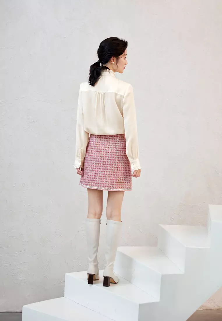 Long Sleeve Ruffle Collar Shirt with Bow Tie