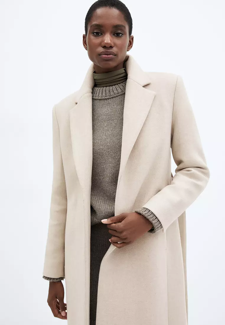 Mango beige shop wool coat