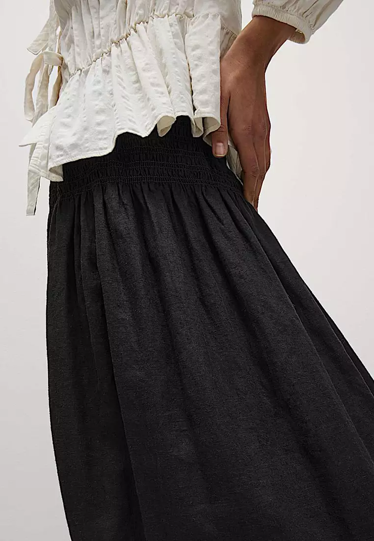 Linen Rich Maxi A-Line Skirt