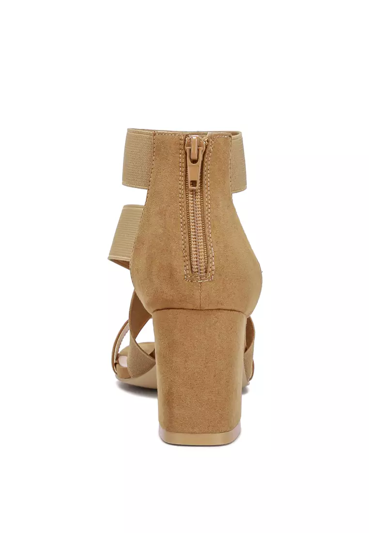 Sandal Blok Suede Mikro Daur Ulang Tan