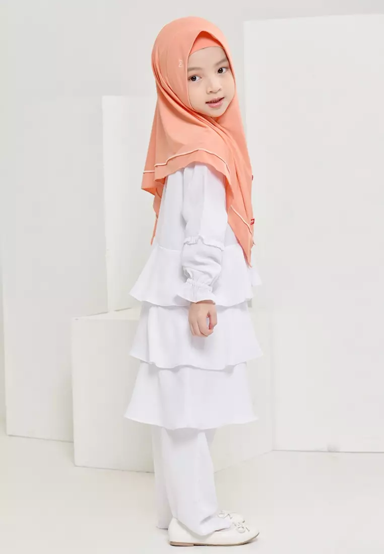 Rabbani - Setelan Baju Anak Perempuan Bani Batuta Khimar Megumi Putih