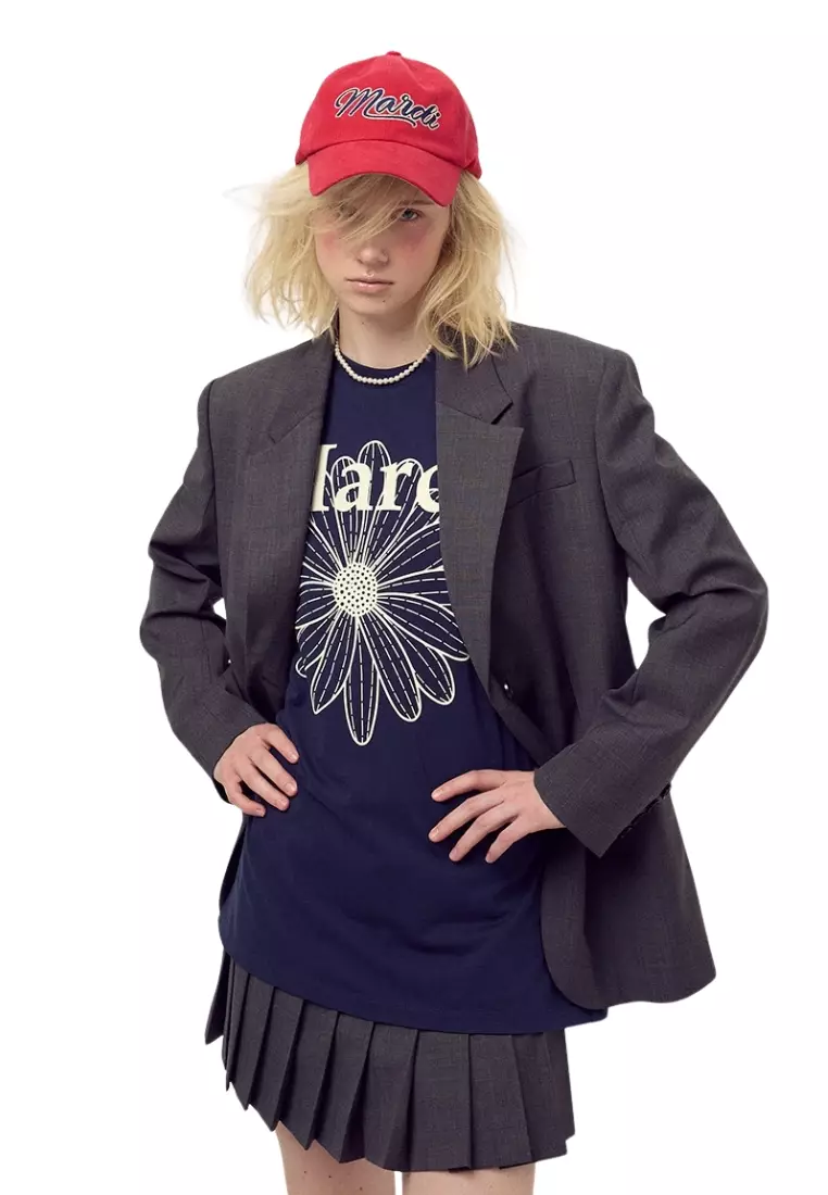 Unisex Tshirt Flowermardi - Navy Ivory 