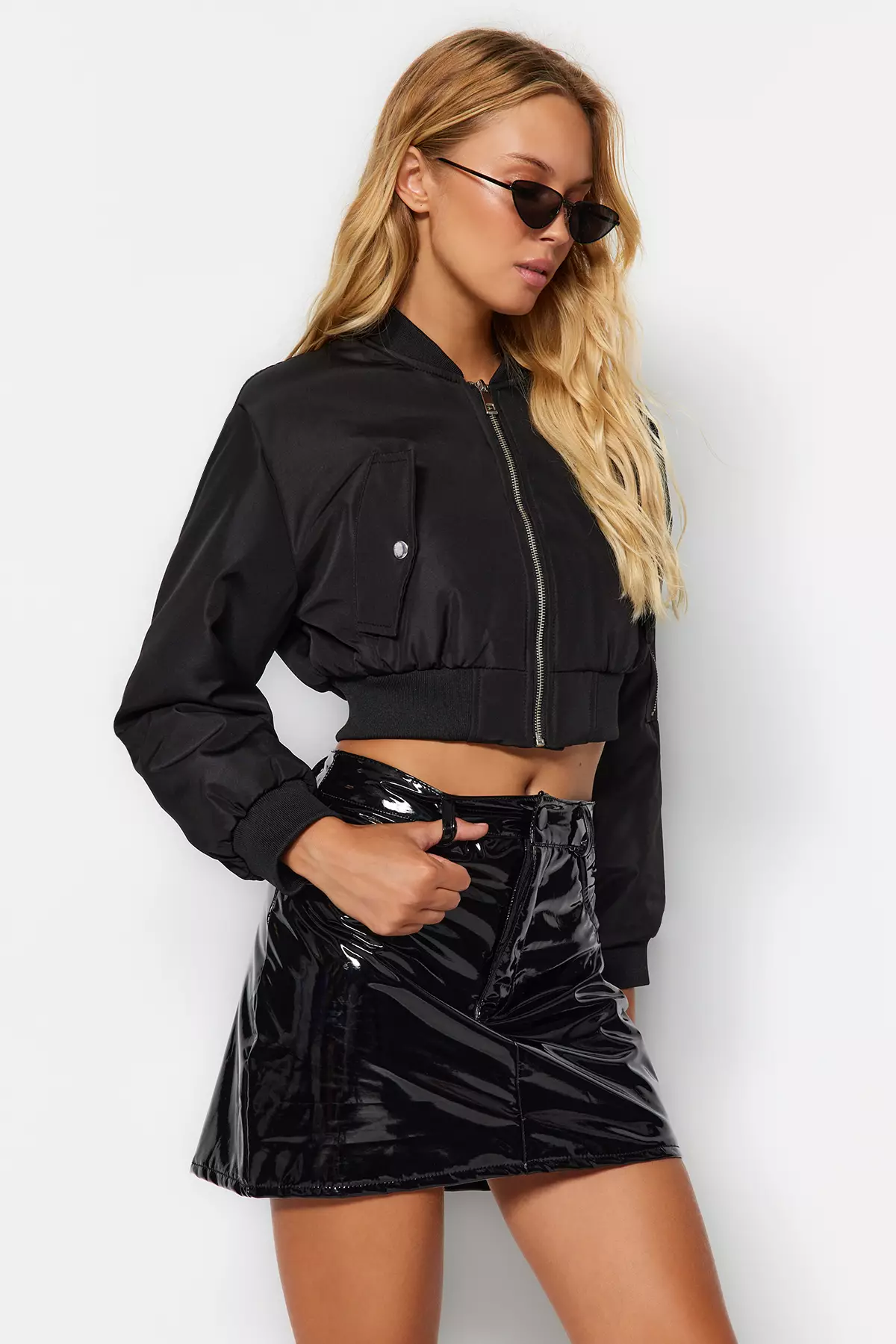 Shiny Faux Leather Skirt